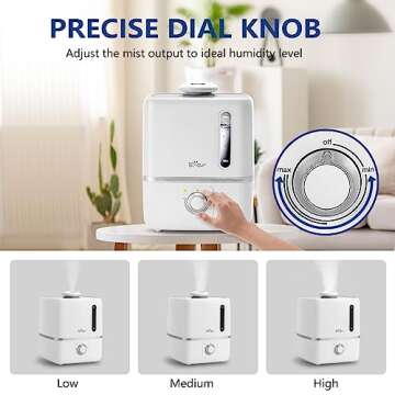 BEAR Humidifiers for Bedroom, 3L Cool Mist Humidifiers and Oil Diffuser, Quiet Rapid humidifiers for Home Whole House, with Adjustable Mist Output and Auto Shut-off, White (JSQ-230WB)