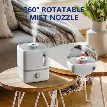BEAR Humidifiers for Bedroom, 3L Cool Mist Humidifiers and Oil Diffuser, Quiet Rapid humidifiers for Home Whole House, with Adjustable Mist Output and Auto Shut-off, White (JSQ-230WB)