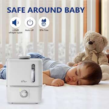 BEAR Humidifiers for Bedroom, 3L Cool Mist Humidifiers and Oil Diffuser, Quiet Rapid humidifiers for Home Whole House, with Adjustable Mist Output and Auto Shut-off, White (JSQ-230WB)