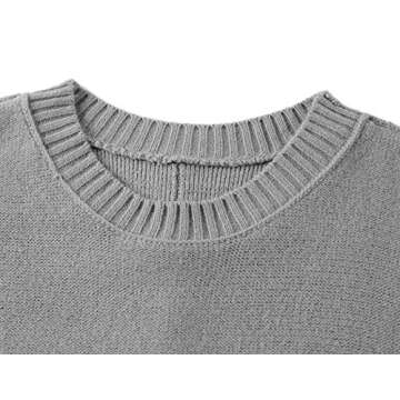 imesrun Womens Oversized Crew Neck Pullover Sweater Casual Side Split Batwing Sleeve Jumper Tops Grey