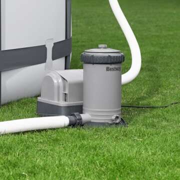 Bestway 58392E Flowclear 2500 GPH Water Filter Pump for Above-Ground Swimming Pools with Customizable Timer and Set of Adapters