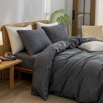 BESTOUCH Duvet Cover Set - 100% Cotton, Soft, Chic 3 PCs Home Bedding Set