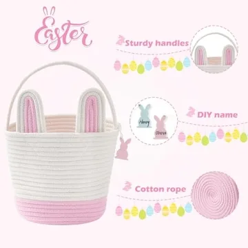 MELLBAY Easter Baskets - Personalized Bunny Gift Baskets