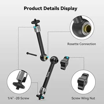 SmallRig 9.8 inch Adjustable Articulating Magic Arm with Both 1/4" Thread Screw for LCD Monitor/LED ...