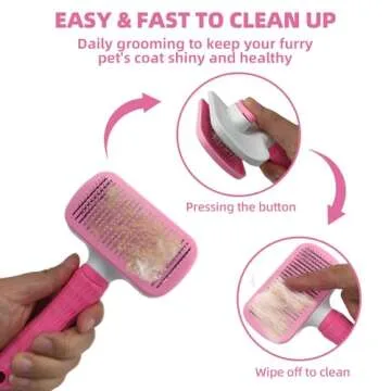 KUEIOX Dog Brush for Shedding,9 PCS in One Pet Slicker Hair Brush Kit with Pet Nail Clipper and File - Dog Cat Grooming Deshedding Undercoat Rake Brush Comb for All Small Large Dogs Cats Pink
