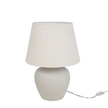 Nourison 20" Light Grey Ceramic Pot Table Lamp for Bedroom, Living Room, Console, Entryway