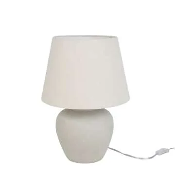 Nourison 20" Light Grey Ceramic Pot Table Lamp for Bedroom, Living Room, Console, Entryway