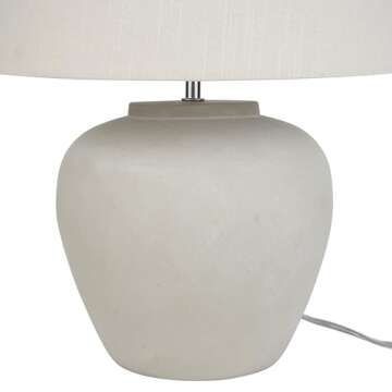 Nourison 20" Light Grey Ceramic Pot Table Lamp for Bedroom, Living Room, Console, Entryway