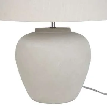Nourison 20" Light Grey Ceramic Pot Table Lamp for Bedroom, Living Room, Console, Entryway