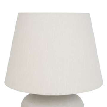 Nourison 20" Light Grey Ceramic Pot Table Lamp for Bedroom, Living Room, Console, Entryway