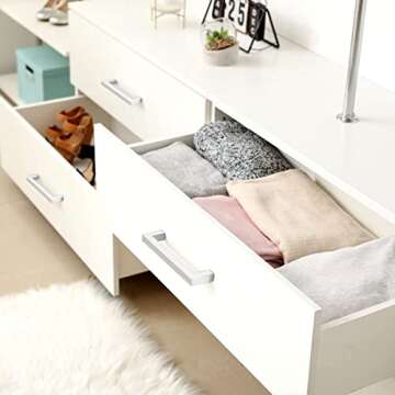 Probrico 50 Pack Stainless Steel Kitchen Modern Cabinet Square Handles Brushed Nickel 5 inch Center ...