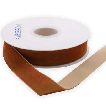 XMRIBBON Copper Velvet Ribbon Single Sided, 1 Inch by 10 Yards Spool