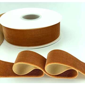 XMRIBBON Copper Velvet Ribbon Single Sided, 1 Inch by 10 Yards Spool