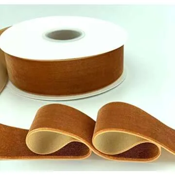 XMRIBBON Copper Velvet Ribbon Single Sided, 1 Inch by 10 Yards Spool