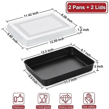 P&P CHEF Nonstick Baking Pans with Lids Set