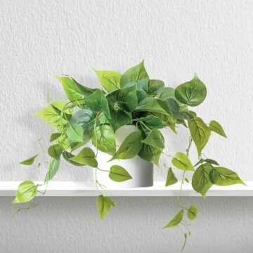 Faux Plants Indoor, Artificial Plants for Home Decor Indoor, Pothos Small Fake Plants - Fake Plants Decor, Green Plants Artificial Décor, Artificial Plant for Indoor and Outdoor - White Pot