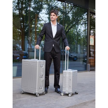 KANGSHILU Luxurious Aluminum Carry On Luggage - 20 & 28 Inch
