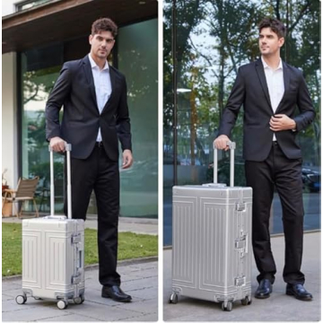 KANGSHILU Luxurious Aluminum Carry On Luggage - 20 & 28 Inch
