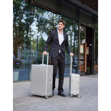 KANGSHILU Luxurious Aluminum Carry On Luggage - 20 & 28 Inch
