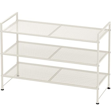 Simple Houseware 3-Tier Stackable Mesh Shoe Rack White