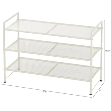 Simple Houseware 3-Tier Stackable Mesh Shoe Rack White