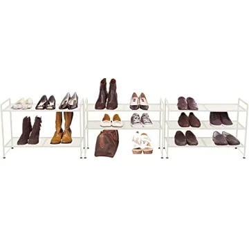 Simple Houseware 3-Tier Stackable Mesh Shoe Rack White