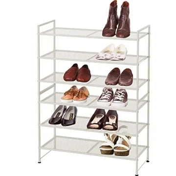 Simple Houseware 3-Tier Stackable Mesh Shoe Rack White