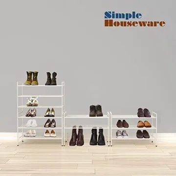 Simple Houseware 3-Tier Stackable Mesh Shoe Rack White