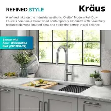 KRAUS Oletto Modern Industrial Pull-Down Single Handle Kitchen Faucet in Spot Free Stainless Steel, KPF-2654SFS