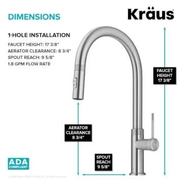 KRAUS Oletto Modern Industrial Pull-Down Single Handle Kitchen Faucet in Spot Free Stainless Steel, KPF-2654SFS