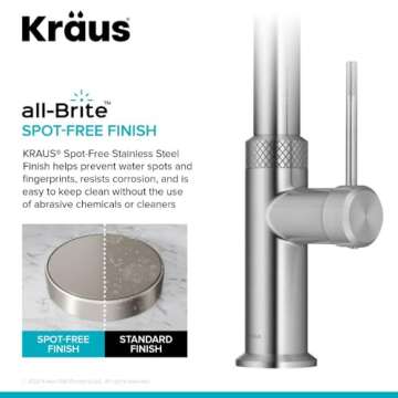 KRAUS Oletto Modern Industrial Pull-Down Single Handle Kitchen Faucet in Spot Free Stainless Steel, KPF-2654SFS