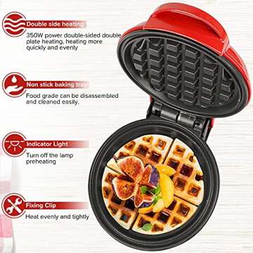 Marzi products Mini Waffle Maker for Individual Waffles, Hash Browns, desserts & Other on the Go Bre...