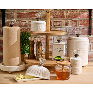 Mud Pie Glass Knob Marble Paper Towel Holder 15" x 7" Dia