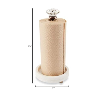 Mud Pie Glass Knob Marble Paper Towel Holder 15" x 7" Dia