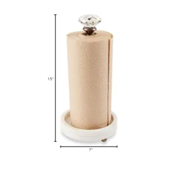 Mud Pie Glass Knob Marble Paper Towel Holder 15" x 7" Dia