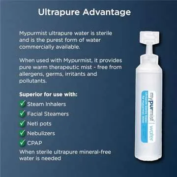 Mypurmist Ultrapure Sterile Water Refill, Pharmaceutical Grade, for Mypurmist Devices, CPAP, Irrigation, Neti Pot, Steam Inhalers, Double Distilled, 600ml, Pure Therapeutic Mist