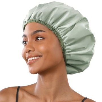 YANIBEST Luxury Waterproof Shower Cap for Women, Reusable Double Layer Shower Cap, Non-Slip Shower C...