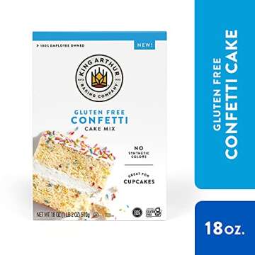 King Arthur Gluten Free Confetti Cake Mix - Perfect for Birthdays and Desserts, 18 oz Box with Natur...