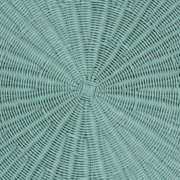 bali & pari Palm Bohemian Scallop Natural Rattan Coffee Table, Seafoam Green