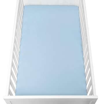 Newton Baby Mini Crib Sheets (2-Pack) | Organic Muslin Cotton, Ultra Breathable & Soft Baby Sheets, Machine Washable Baby Mattress Sheets, Fits Any Mini Sized Crib 24" x 38", Sky Blue