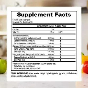 Webber Naturals Triple Omega 3-6-9, 1,200 mg Fish Oil Per Softgel, High Potency, 180 Softgels, No Fishy Aftertaste, Ultra-Purified, for Heart, Brain and Cardiovascular Health, Gluten & Shellfish-Free