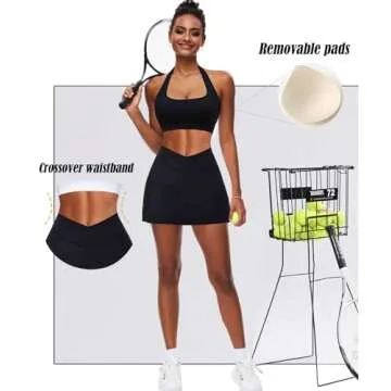 Navneet Tennis Skirt Set Golf Outfits for Women 2 Piece Skirt Set Tennis Outfits Workout Sets Activewear Black M