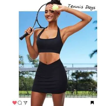 Navneet Tennis Skirt Set Golf Outfits for Women 2 Piece Skirt Set Tennis Outfits Workout Sets Activewear Black M