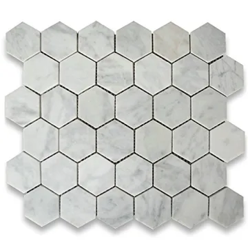 Stone Center Online Carrara White Marble 2 inch Hexagon Mosaic Tile Honed Kitchen Bath Wall Floor Ba...