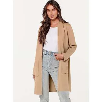 ANRABESS Cardigan Sweater for Women Casual 2024 Fall Fashion Coat Long Sleeve Open Front Knit Coatig...