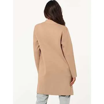 ANRABESS Cardigan Sweater for Women Casual 2024 Fall Fashion Coat Long Sleeve Open Front Knit Coatigan Outwear Light Camel Small