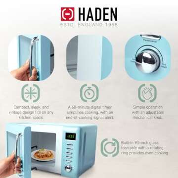 Haden Compact Microwave Oven - Stylish & Efficient 0.7 Cu Ft