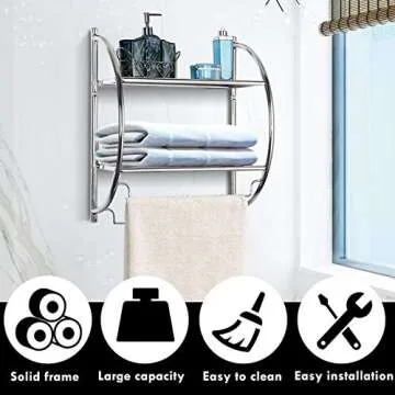 Tangkula Stylish 2 Tier Wall Mount Bathroom Shelf