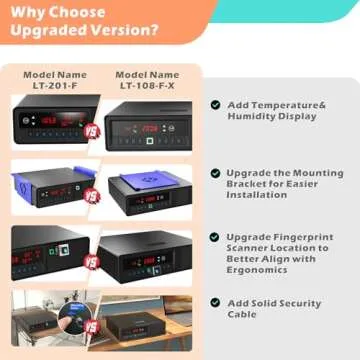 Z ZLJUAN Slide-Away Pistol Handgun Safe, Quick Access Gun Safe with LCD Display of Temp,Humidity,Time,Low Battery Warning,Unlock State,Drawer Safe for Nightstand Bedside Home (Upgraded Version)