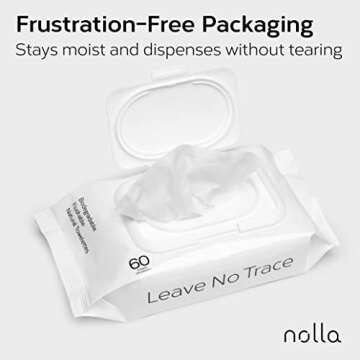 Nolla Flushable Wipes - Plant-Based & Eco-Friendly 60 Count
